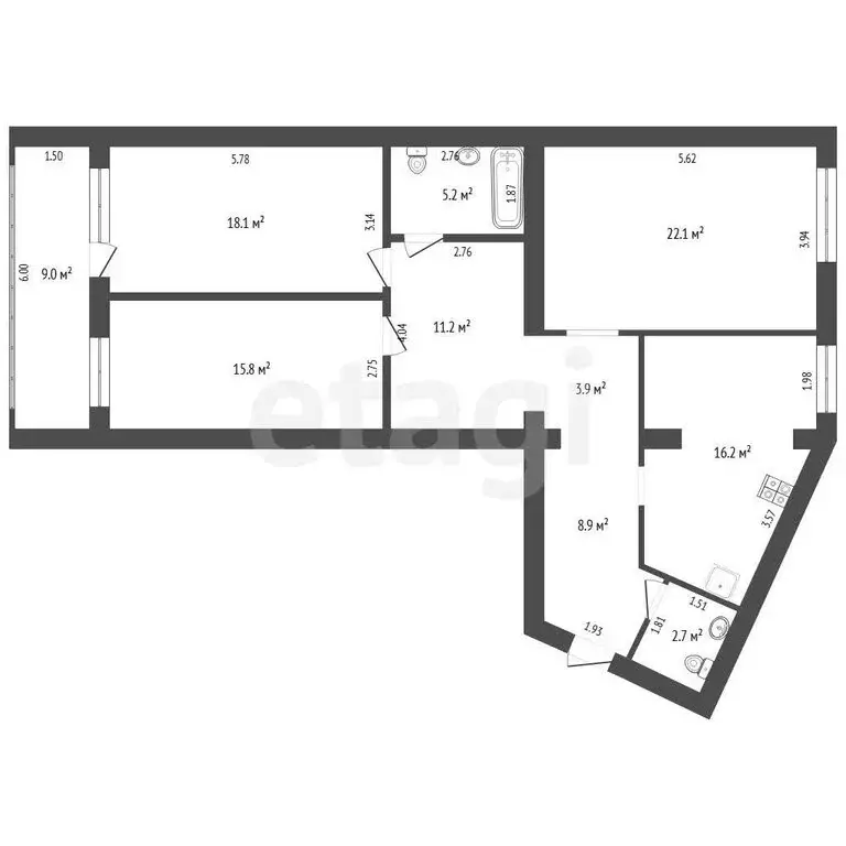 3-комнатная квартира: Тюмень, улица Самарцева, 3 (103.4 м) - Фото 1