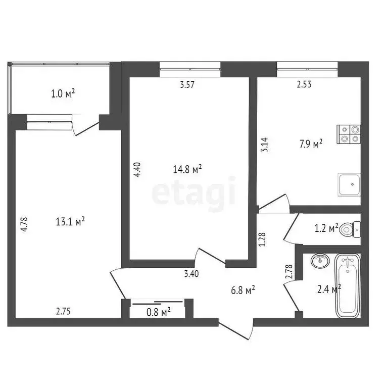 2-комнатная квартира: Чита, улица Журавлёва, 74 (64.2 м) - Фото 0