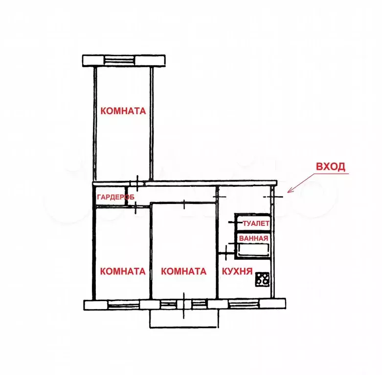 3-к. квартира, 59 м, 3/5 эт. - Фото 0