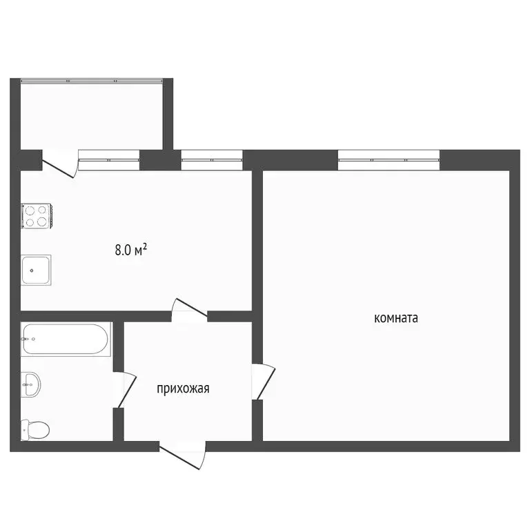 1-комнатная квартира: Богандинский, улица Ломоносова, 15 (35.2 м) - Фото 0