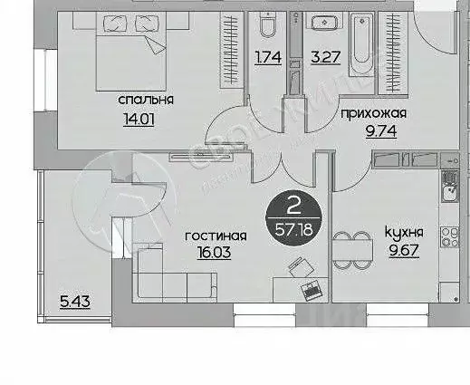 2-к кв. Пермский край, Пермь ул. Фридриха Энгельса, 27 (55.0 м) - Фото 1