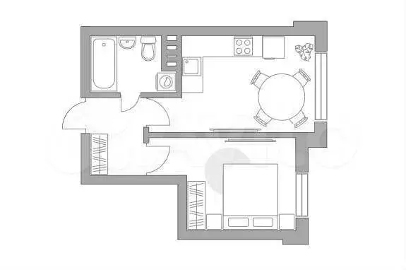 Квартира-студия, 30,2 м, 4/4 эт. - Фото 0