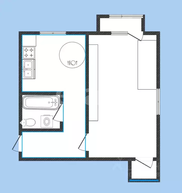 1-к кв. Белгородская область, Губкин Комсомольская ул., 41 (31.6 м) - Фото 2