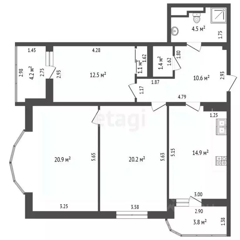 3-к кв. Краснодарский край, Новороссийск Южная ул., 23 (86.1 м) - Фото 2