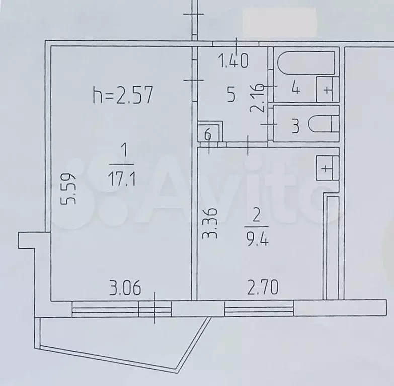 1-к. квартира, 32,6 м, 7/12 эт. - Фото 0