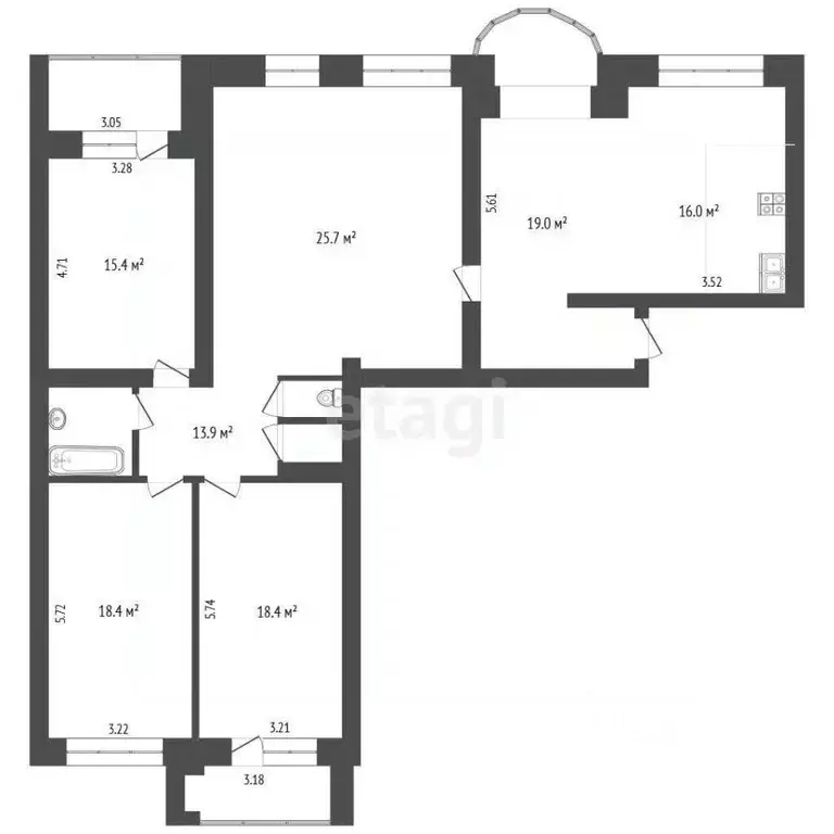 4-к кв. Вологодская область, Вологда ул. Чехова, 13 (139.5 м) - Фото 2