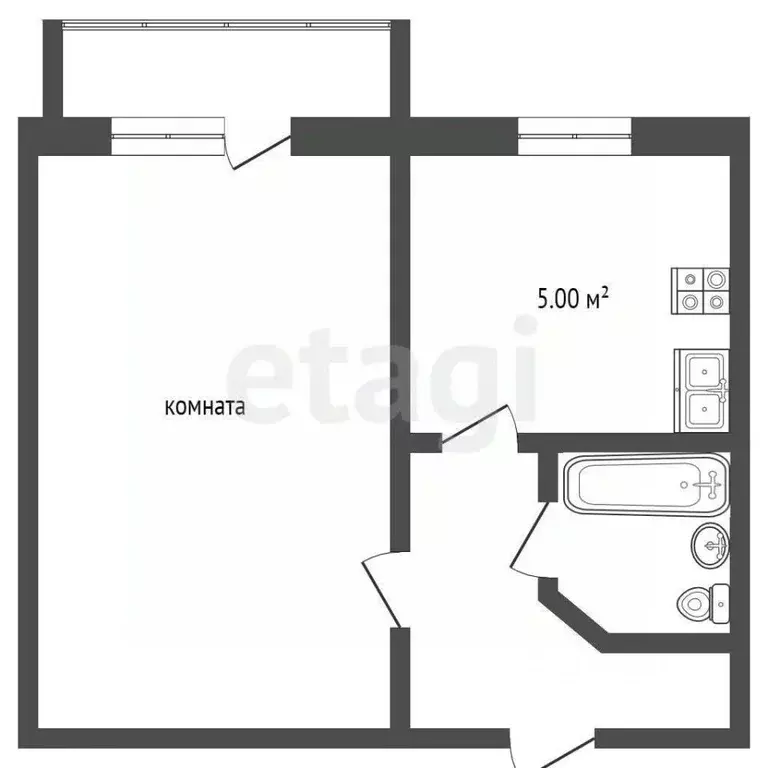 1-к кв. Ханты-Мансийский АО, Сургут ул. Энтузиастов, 67 (29.1 м) - Фото 0