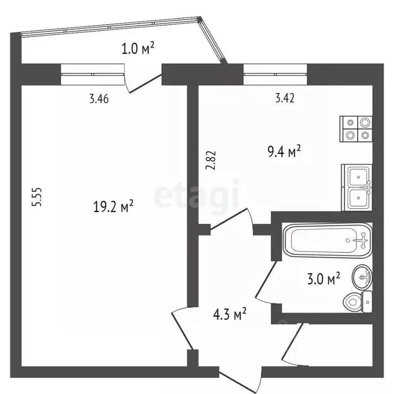 1-к кв. Омская область, Омск ул. Дмитриева, 2/1 (37.7 м) - Фото 1