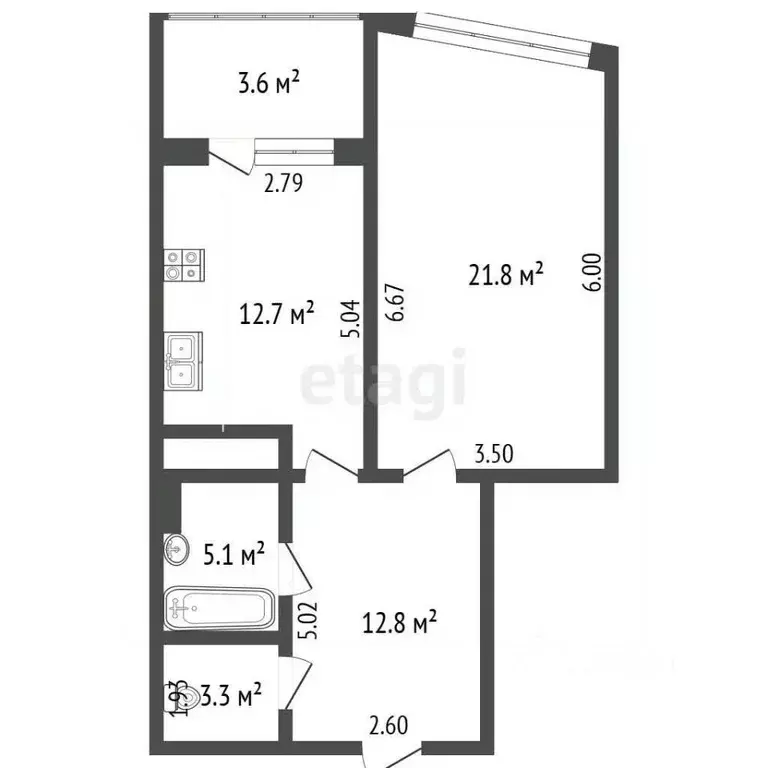 1-к кв. Московская область, Реутов Лесная ул., 11 (57.0 м) - Фото 2