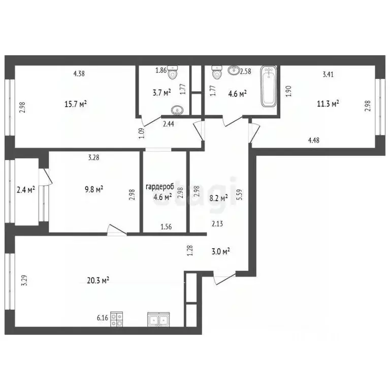 3-к кв. Тюменская область, Тюмень ул. Анатолия Клиндюка, 3 (81.2 м) - Фото 2