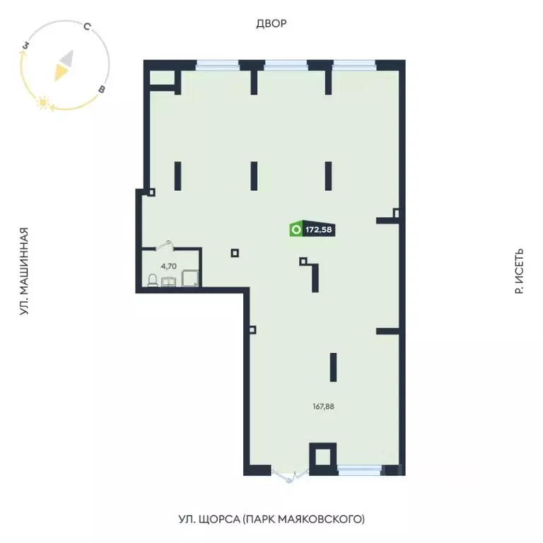 Офис в Свердловская область, Екатеринбург ул. Машинная, 1В/4 (173 м) - Фото 1