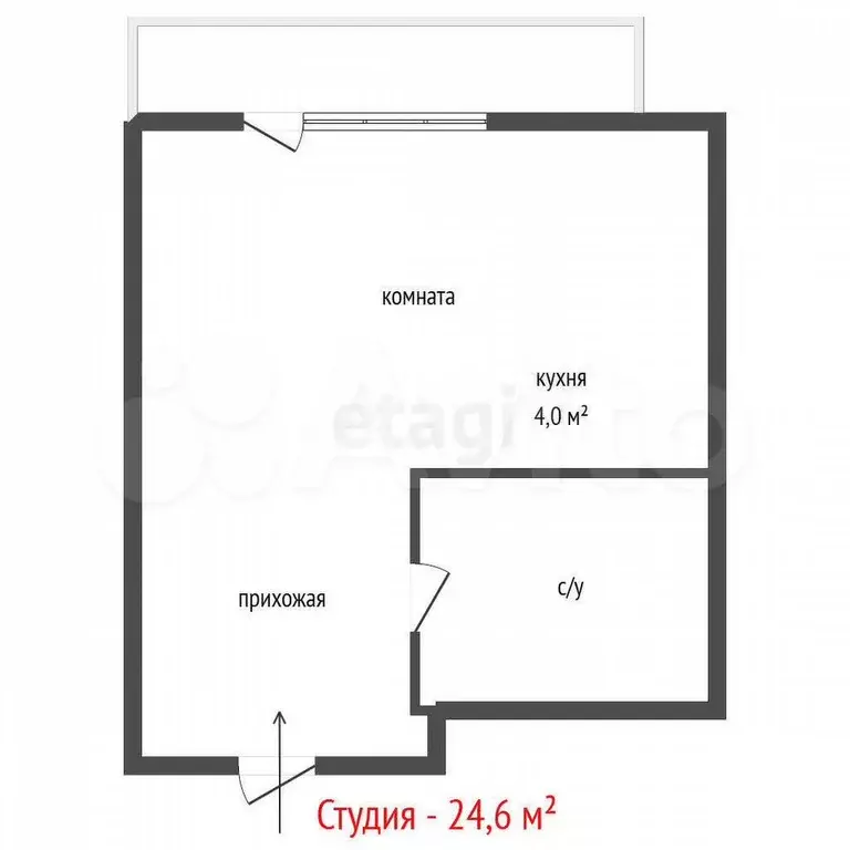 Квартира-студия, 24,6 м, 15/22 эт. - Фото 1