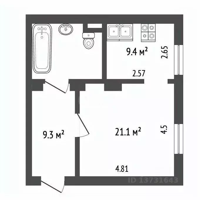 1-к кв. Псковская область, Псков ул. Леона Поземского, 62 (48.6 м) - Фото 2