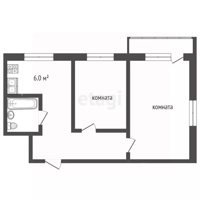 2-к кв. Самарская область, Самара ул. Энтузиастов, 26 (43.9 м) - Фото 2