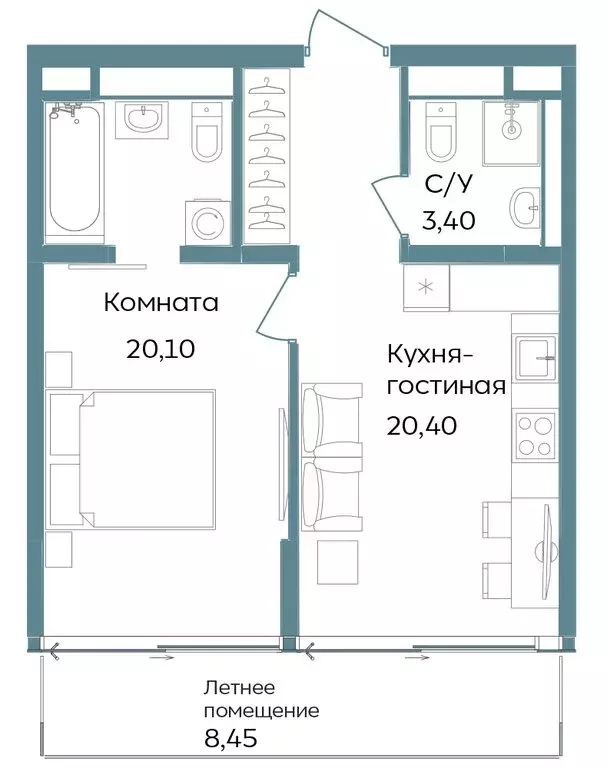 2-комнатная квартира: Республика Крым, Саки, курортный кластер Темпо ... - Фото 0