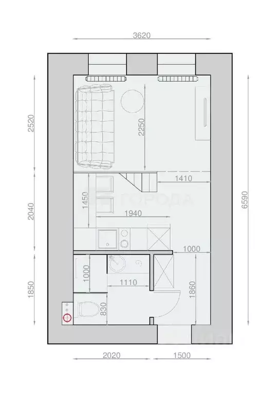 Студия Новосибирская область, Новосибирск Большая ул., 670 (25.0 м) - Фото 1