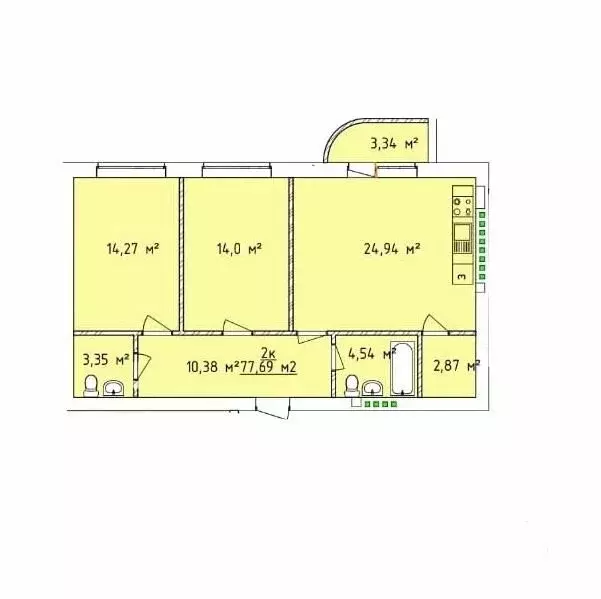 2-комнатная квартира: Таганрог, Кленовая улица, 26к5 (77 м) - Фото 2