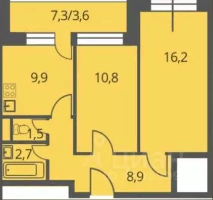 2-к кв. Московская область, Люберцы Хлебозаводская ул., 6с1 (53.7 м) - Фото 0