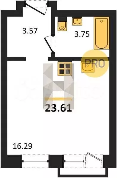 Квартира-студия, 23,6 м, 7/9 эт. - Фото 0