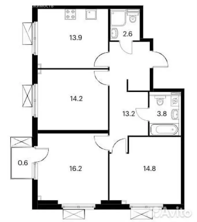 3-комнатная квартира: Москва, улица Поляны, 5Ак2 (80 м) - Фото 1