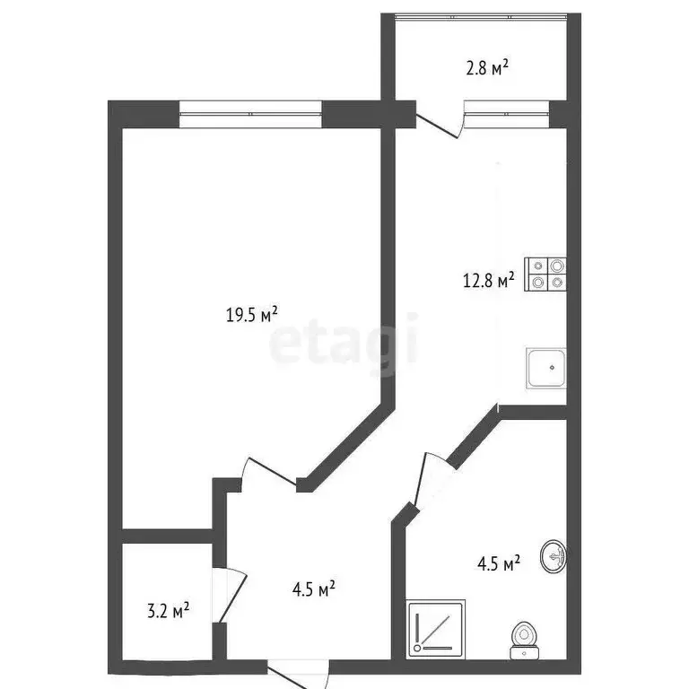1-комнатная квартира: Тюмень, улица Червишевский Тракт, 58 (44.5 м) - Фото 1
