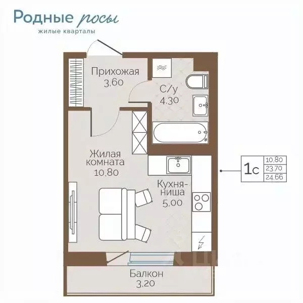 1-к кв. Пермский край, Пермский муниципальный округ, с. Фролы ул. ... - Фото 1