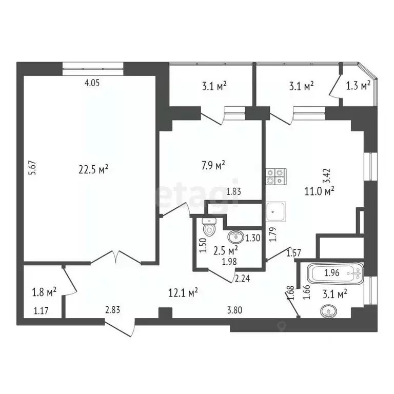 2-к кв. Ростовская область, Ростов-на-Дону Восточная ул., 7с2 (64.4 м) - Фото 1