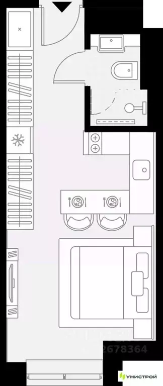 1-к кв. Татарстан, Казань Родины мкр,  (22.06 м) - Фото 1