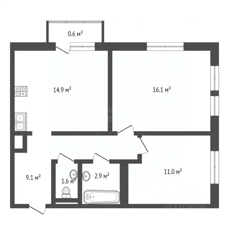 2-к кв. Тюменская область, Тюмень Полевая ул., 117к7 (63.0 м) - Фото 1