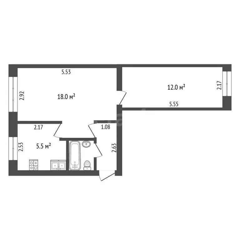 2-комнатная квартира: Тюмень, улица Энергетиков, 52 (41.2 м) - Фото 0