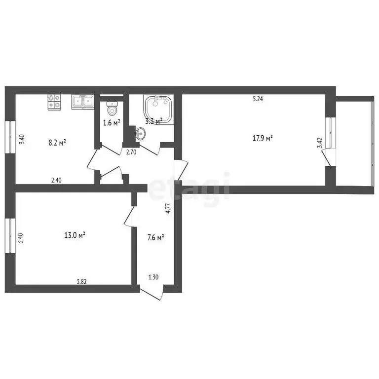 2-комнатная квартира: Алапаевск, улица Флегонта Кабакова, 28 (52 м) - Фото 1