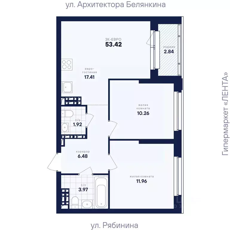 2-к кв. Свердловская область, Екатеринбург Академический мкр, ... - Фото 2