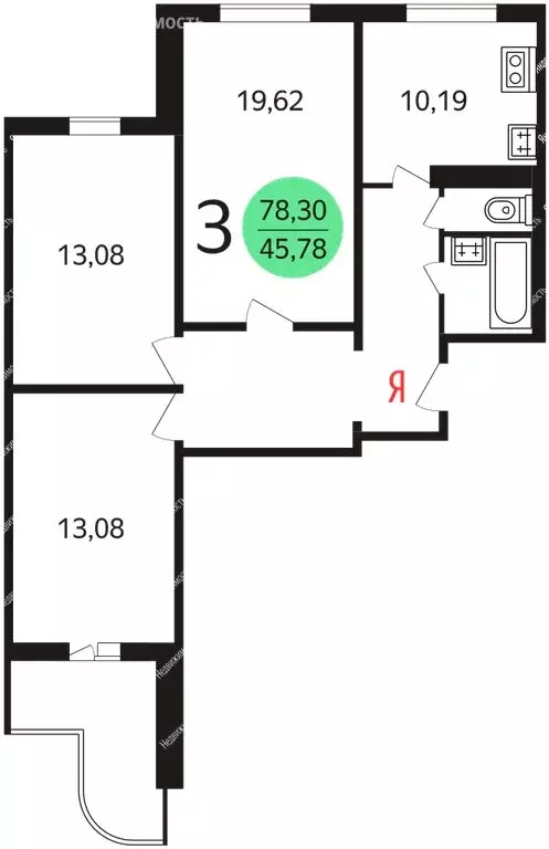 3-комнатная квартира: Москва, Братиславская улица, 5 (77 м) - Фото 1