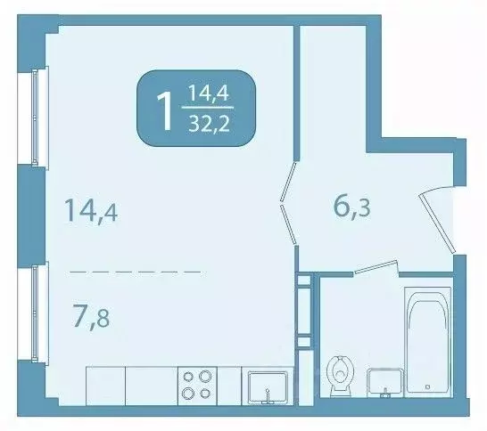 1-к кв. Томская область, Томск ул. Юрия Ковалева, 47 (32.29 м) - Фото 0