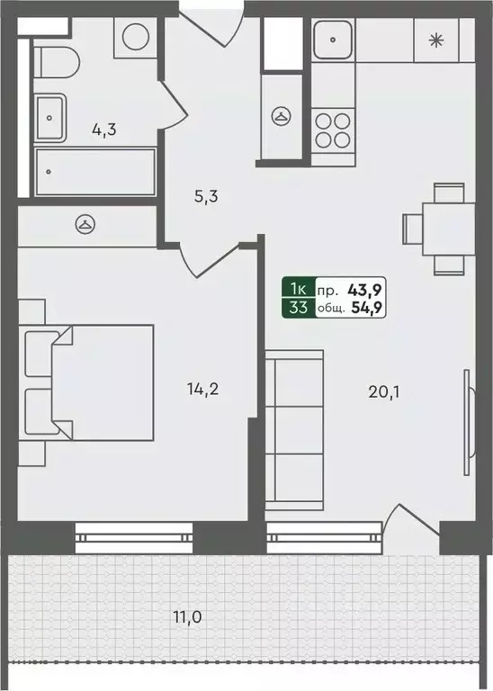 1-к кв. Курганская область, Курган Заозерный жилрайон, 6А мкр, 25/4 ... - Фото 0