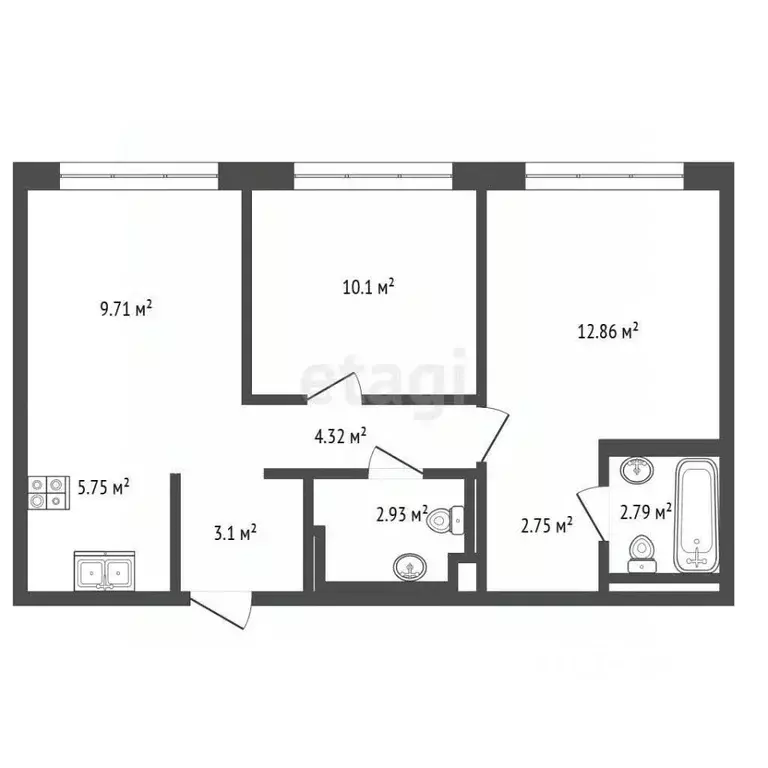 3-к кв. Крым, Евпатория ул. Интернациональная, 143 (95.5 м) - Фото 2
