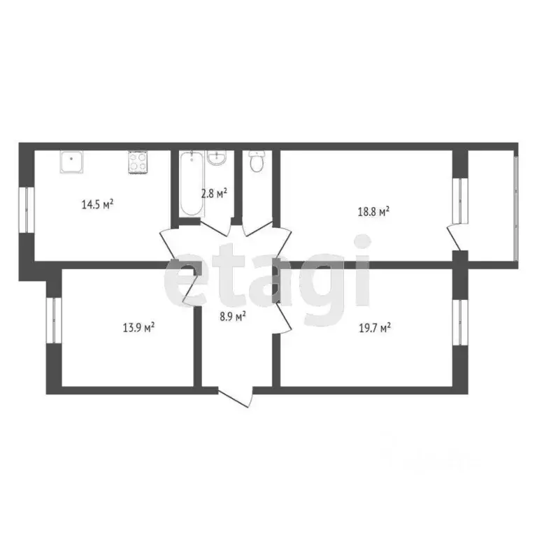 3-к кв. Ямало-Ненецкий АО, Новый Уренгой Строителей мкр, 5/3 (79.7 м) - Фото 1