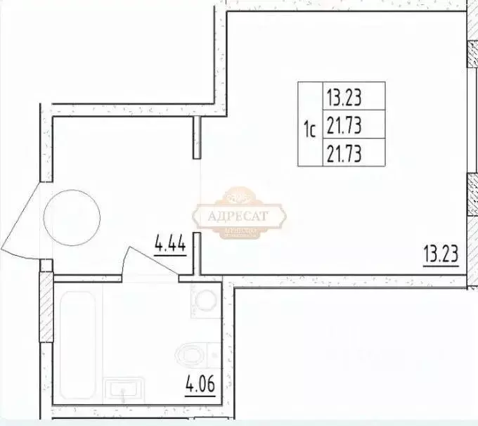 Студия Санкт-Петербург ул. Матроса Железняка, 1 (21.5 м) - Фото 2