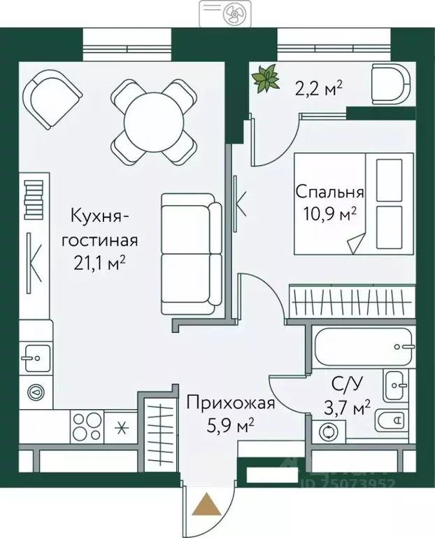 1-к кв. Волгоградская область, Волгоград Новосибирская ул., 74с1 (43.8 ... - Фото 0