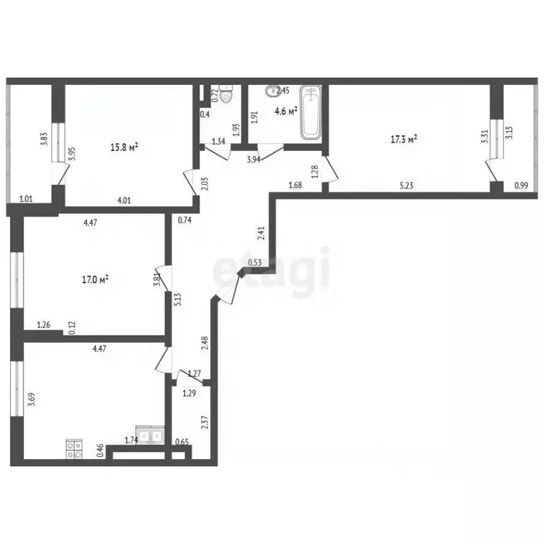 3-к кв. Самарская область, Самара ул. Врубеля, 15 (92.0 м) - Фото 2