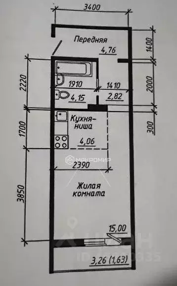 Студия Новосибирская область, Новосибирск ул. Забалуева, 90 (30.5 м) - Фото 1