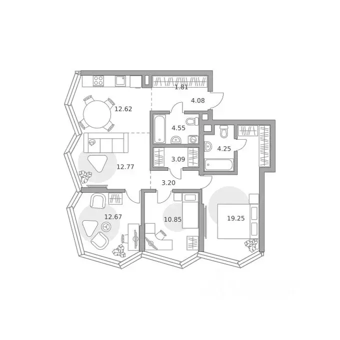 4-к кв. Москва ул. Народного Ополчения, 34С4 (89.14 м) - Фото 1