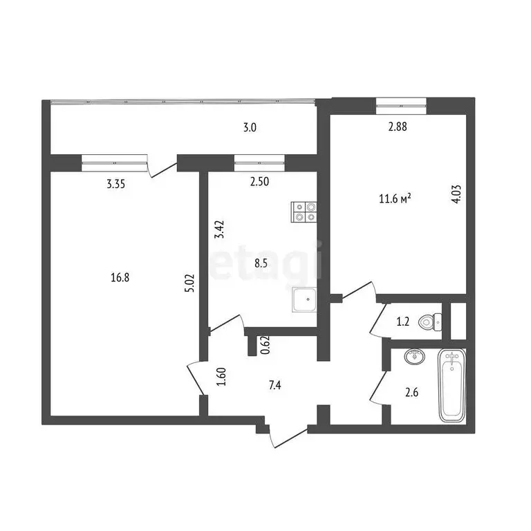 2-комнатная квартира: Саранск, улица Полежаева, 80 (48.1 м) - Фото 0