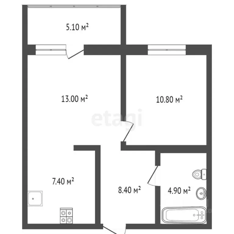 1-к кв. Тюменская область, Тюмень Профсоюзная ул., 61 (44.0 м) - Фото 2