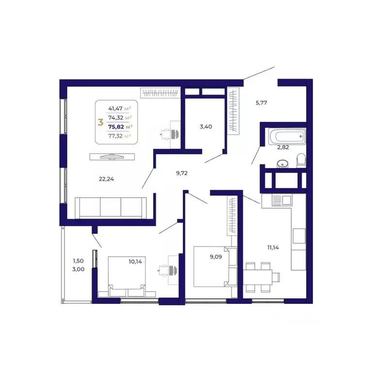 3-к кв. Башкортостан, Уфа Затон-Восточный жилрайон, Паруса жилой ... - Фото 1