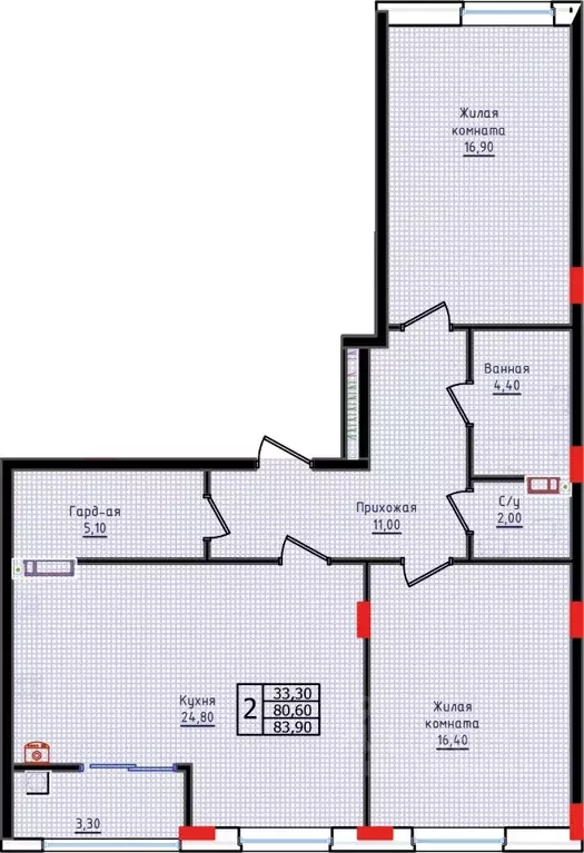 2-к кв. Ставропольский край, Ставрополь ул. Якова Андрюшина, 6 (83.9 ... - Фото 2