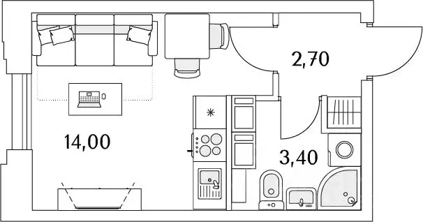 Студия Санкт-Петербург Планерная ул., 99 (20.1 м) - Фото 0