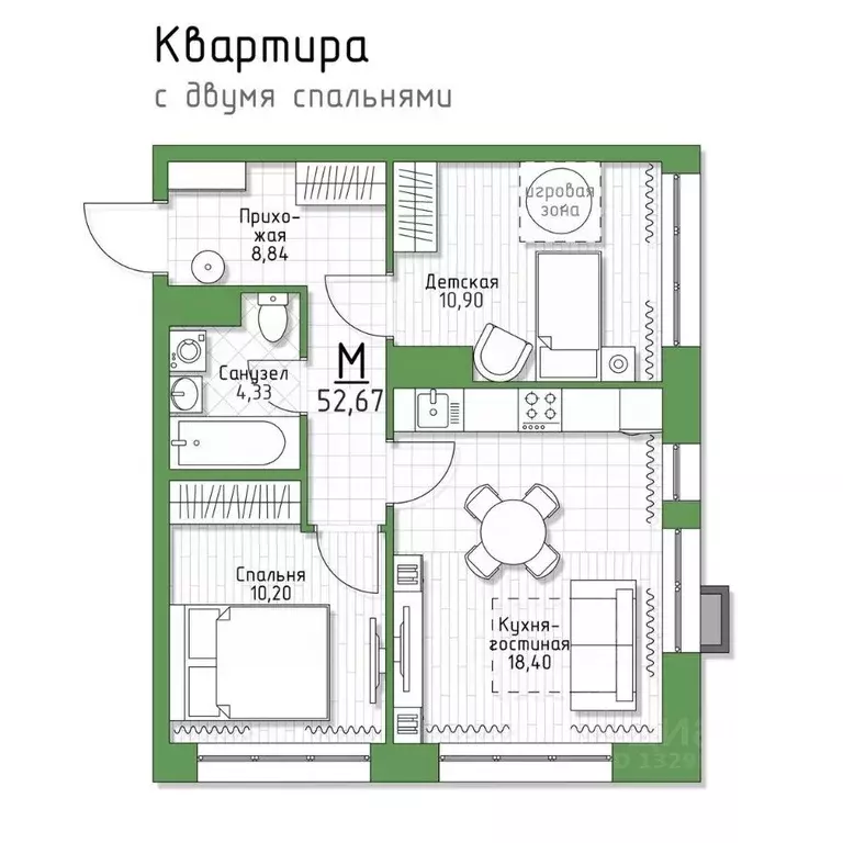 2-к кв. Тульская область, Тула городской округ, пос. Молодежный 5 ... - Фото 0