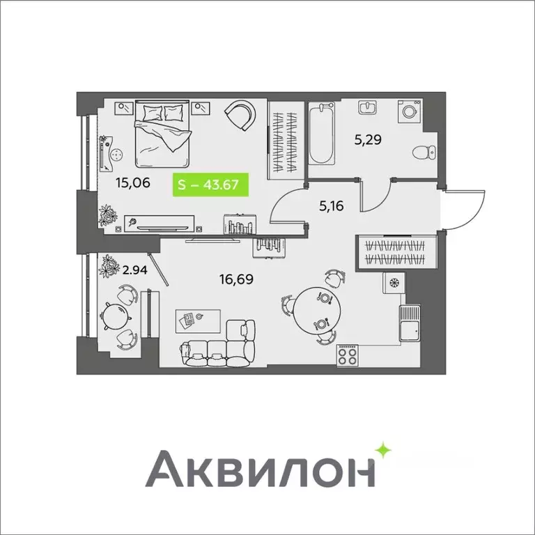 1-к кв. Архангельская область, Архангельск ул. Розы Шаниной, 4 (43.67 ... - Фото 0