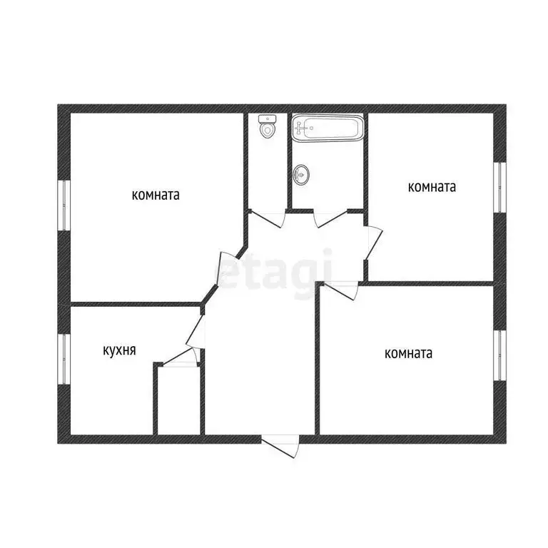 3-комнатная квартира: Курган, улица Ленина, 20 (56.8 м) - Фото 1